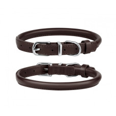 Нашийник для собак круглий шкіряний Темно-Коричневий XS, 18-25 см