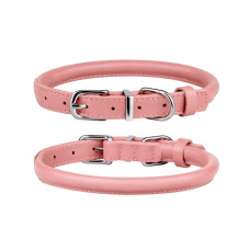 Ошейник для собак BronzeDog круглый кожаный Пудра XS, 18-25 см