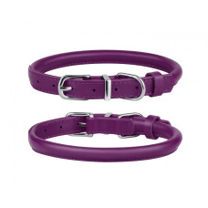 Ошейник для собак BronzeDog круглый кожаный Слива XS, 18-25 см