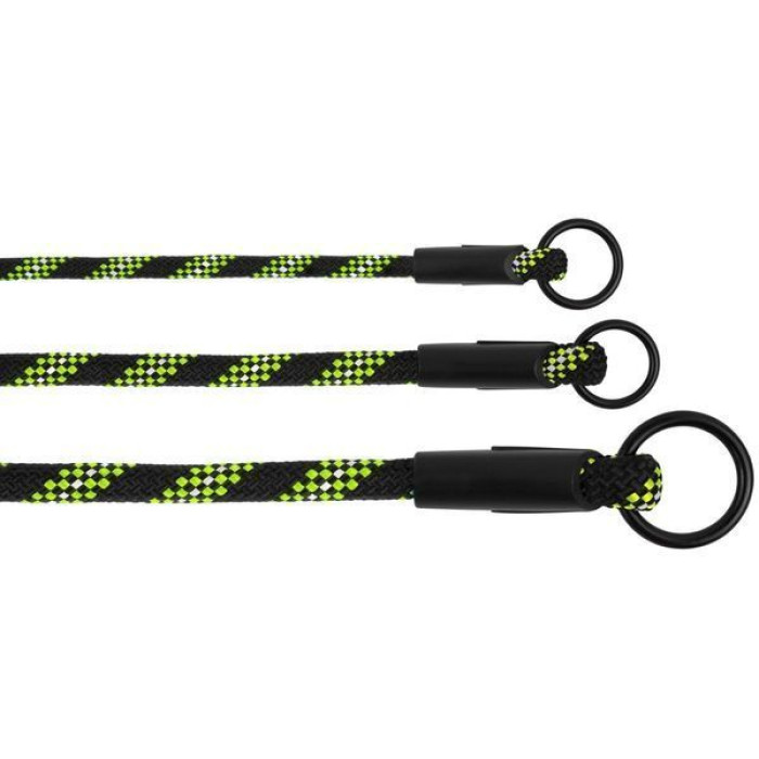 Ошейник-удавка для собак BronzeDog Active из альпинистского шнура, Черно-Салатовый XS 38 см