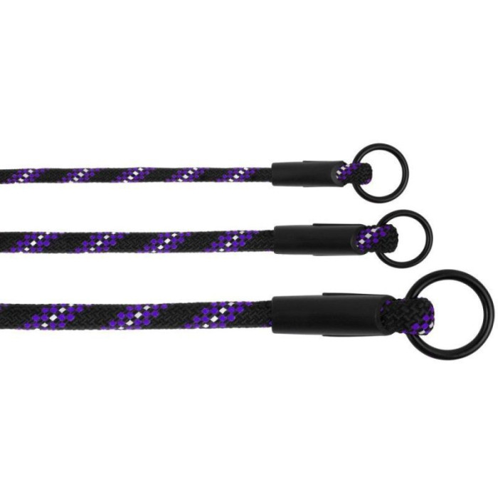 Ошейник-удавка для собак BronzeDog Active из альпинистского шнура, Черно-Фиолетовый S 41 см