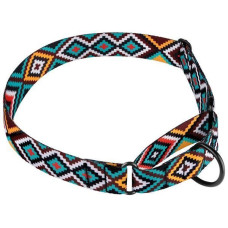 Нашийник для собак мартингейл Urban нейлоновий з металевою фурнітурою, принт Гуцульський, Ментол M 38-51 см