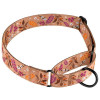 Ошейник для собак мартингейл BronzeDog Urban нейлоновый c металлической фурнитурой, принт цветы, Бежевый M 38-51 см