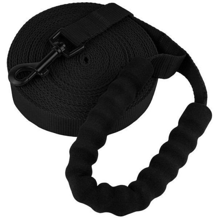 Поводок для собак нейлоновый Bronzedog Active с мягкой ручкой, Черный M 9 м