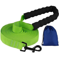 Поводок для собак нейлоновый Bronzedog Active с мягкой ручкой, Салатовый L 15 м