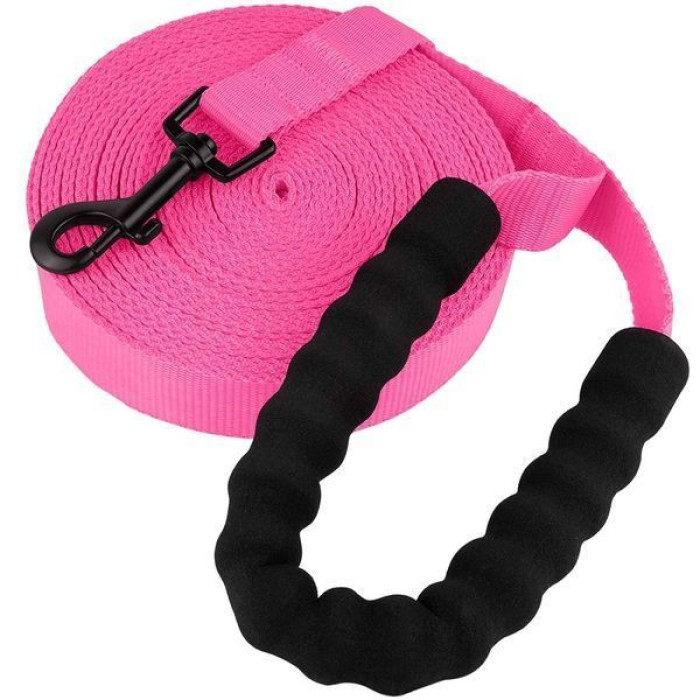 Поводок для собак нейлоновый Bronzedog Active с мягкой ручкой, Розовый M 9 м