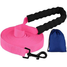 Поводок для собак нейлоновый Bronzedog Active с мягкой ручкой, Розовый S 6 м