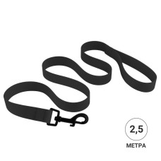 Поводок для собак Bronzedog Surf водоотталкивающий с защитным полимерным покрытием 2,5 метра черный L