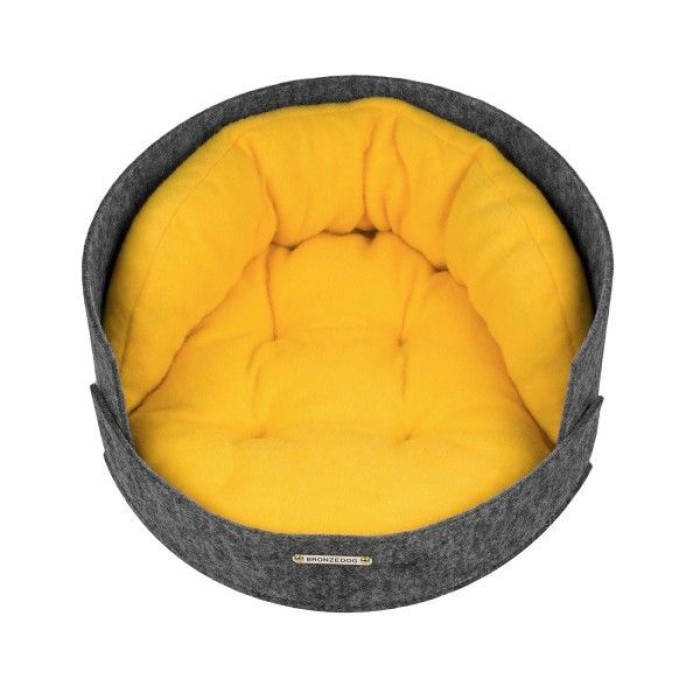 Лежанка для Котов и Собак BronzeDog ЛУНА Серо-Желтая S