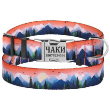 Ошейник для cобак BronzeDog Urban Travel нейлоновый c металлической пряжкой, Горы S 25-33 см