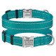 Ошейник нейлоновый для собак Active со светоотражением и металлической пряжкой, темный бирюзовый S 25-33 см