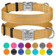 Ошейник нейлоновый для собак Active со светоотражением и металлической пряжкой, золотистый M 30-40 см