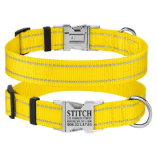 Ошейник нейлоновый для собак Active со светоотражением и металлической пряжкой, желтый S 25-33 см