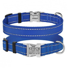 Ошейник нейлоновый для собак Active со светоотражением и металлической пряжкой, синий S 25-33 см