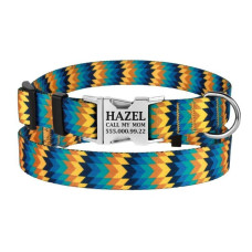 Нашийник для собак Urban Зигзаг нейлоновий з металевою пряжкою, Жовто-Синій