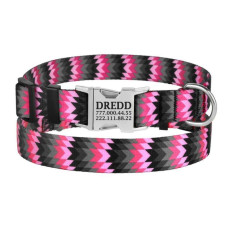 Нашийник для собак Urban Зигзаг нейлоновий з металевою пряжкою, Сіро-рожевий