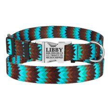 Нашийник для собак Urban Зигзаг нейлоновий з металевою пряжкою, Коричнево-Блакитний