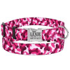 Нейлоновый ошейник для собак BronzeDog URBAN КОСТОЧКА розовый с металлической пряжкой S 25-33 см