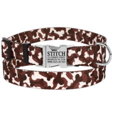 Нейлоновый ошейник для собак BronzeDog URBAN КОСТОЧКА коричневый с металлической пряжкой S 25-33 см