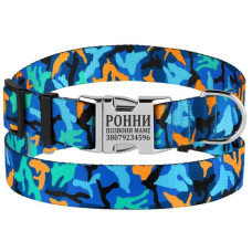 Ошейник для Собак BronzeDog Urban Camo Нейлоновый с Металлической Пряжкой, Синий S 1,6 см 25-33 см