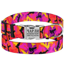Ошейник для Собак BronzeDog Urban Camo Нейлоновый с Металлической Пряжкой, Розовый S 1,6 см 25-33 см