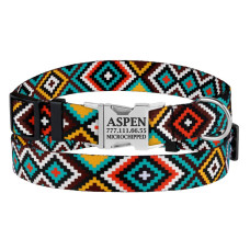 Нашийник для Собак Urban Гуцульський Нейлоновий з Металевою Пряжкою Ментол S 25-33 см