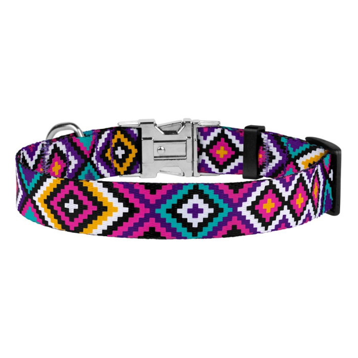 Нашийник для Собак Urban Гуцульський Нейлоновий з Металевою Пряжкою Фіолетовий S 25-33 см