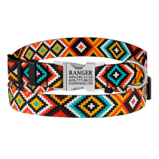 Нашийник для Собак Urban Гуцульський Нейлоновий з Металевою Пряжкою Помаранчевий S 25-33 см