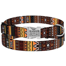 Ошейник для собак BronzeDog Urban этнический нейлоновый с металлической пряжкой, Оранжевый XL 43-66 см