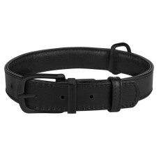 Ошейник для собак кожаный BronzeDog Premium без украшений, черный 