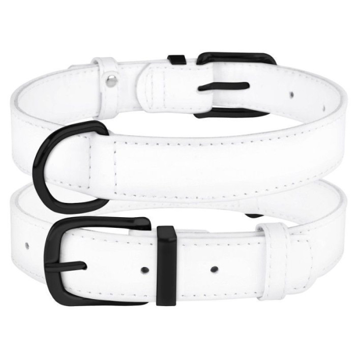 Нашийник для собак шкіряний Premium без прикрас, білий