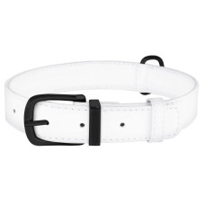 Нашийник для собак шкіряний Premium без прикрас, білий