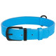 Ошейник для собак кожаный BronzeDog Premium без украшений, голубой 