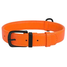 Ошейник для собак кожаный BronzeDog Premium без украшений, оранжевый 