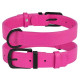 Ошейник для собак кожаный BronzeDog Premium без украшений, розовый 