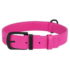 Ошейник для собак кожаный BronzeDog Premium без украшений, розовый 