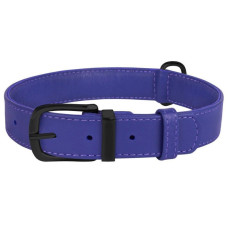 Ошейник для собак кожаный BronzeDog Premium без украшений, фиолетовый 