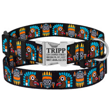 Ошейник для собак BronzeDog Urban Маска нейлоновая с металлической пряжкой, Черный, M 30-40 см