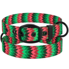 Ошейник для собак BronzeDog Urban Зигзаг нейлоновый c ременной пряжкой, Красно-Зеленый 