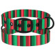 Ошейник для собак BronzeDog Urban нейлоновый c ременной пряжкой, красно-зеленая полоска 