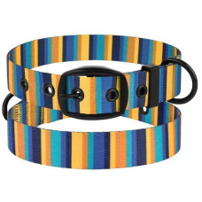 Ошейник для собак BronzeDog Urban нейлоновый c ременной пряжкой, желто-синяя полоска 