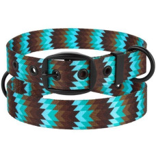 Ошейник для собак BronzeDog Urban Зигзаг нейлоновый c ременной пряжкой, Коричнево-Голубой 