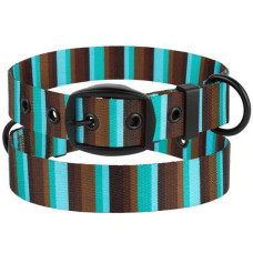 Ошейник для собак BronzeDog Urban нейлоновый c ременной пряжкой, коричнево-голубая полоска 