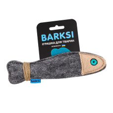 Игрушка для Кошек Barksi Фетр Рыбка с веревкой Серая XS 19 х 6
