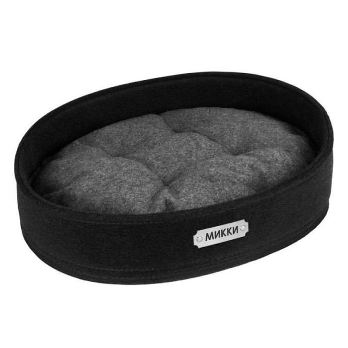 Лежанка для животных BronzeDog овальная, черная S 34*45*10