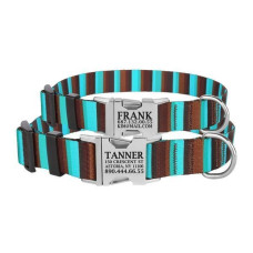 Нашийник для собак Urban нейлоновий з пряжкою коричнево-блакитний в смужку