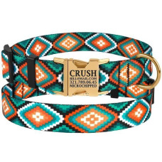 Нашийник для собак Urban Folk нейлоновий з металевою пряжкою золотистого кольору, Ромби S 25-33 см