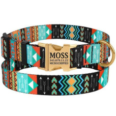 Ошейник для собак Bronzedog Urban Folk нейлоновый c металлической пряжкой золотистого цвета, Ацтеки S 25-33 см