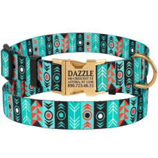 Ошейник для собак Bronzedog Urban Folk нейлоновый c металлической пряжкой золотистого цвета, Инки S 25-33 см