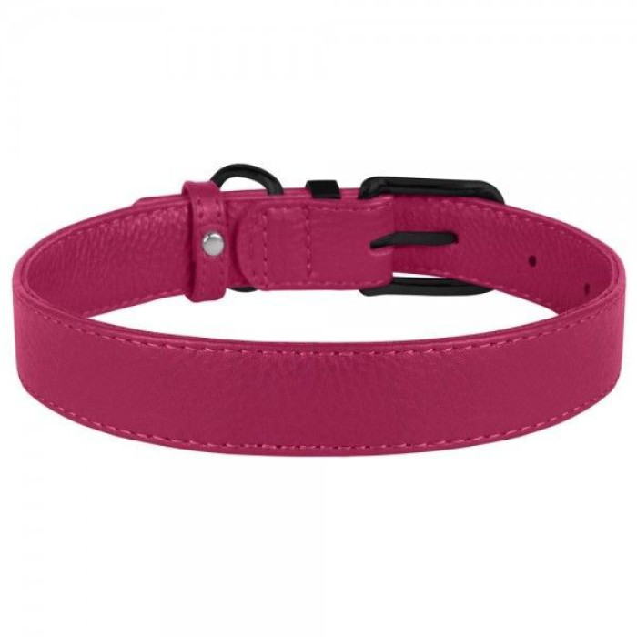 Ошейник для собак кожаный BronzeDog Premium с металлической фурнитурой, Розовый 2XS 18-21 см